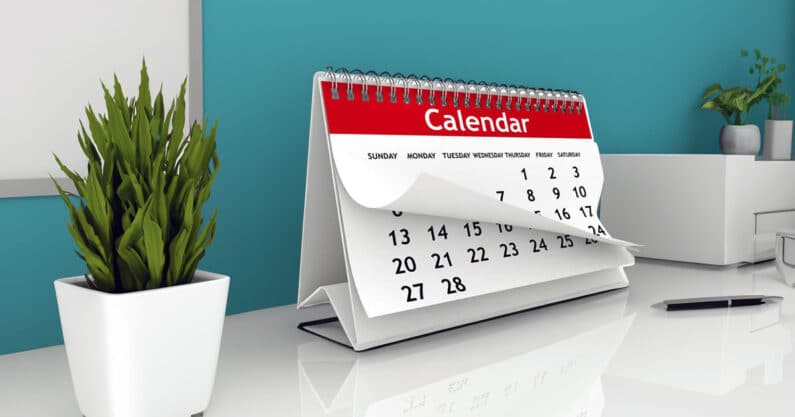 Calendar on desk